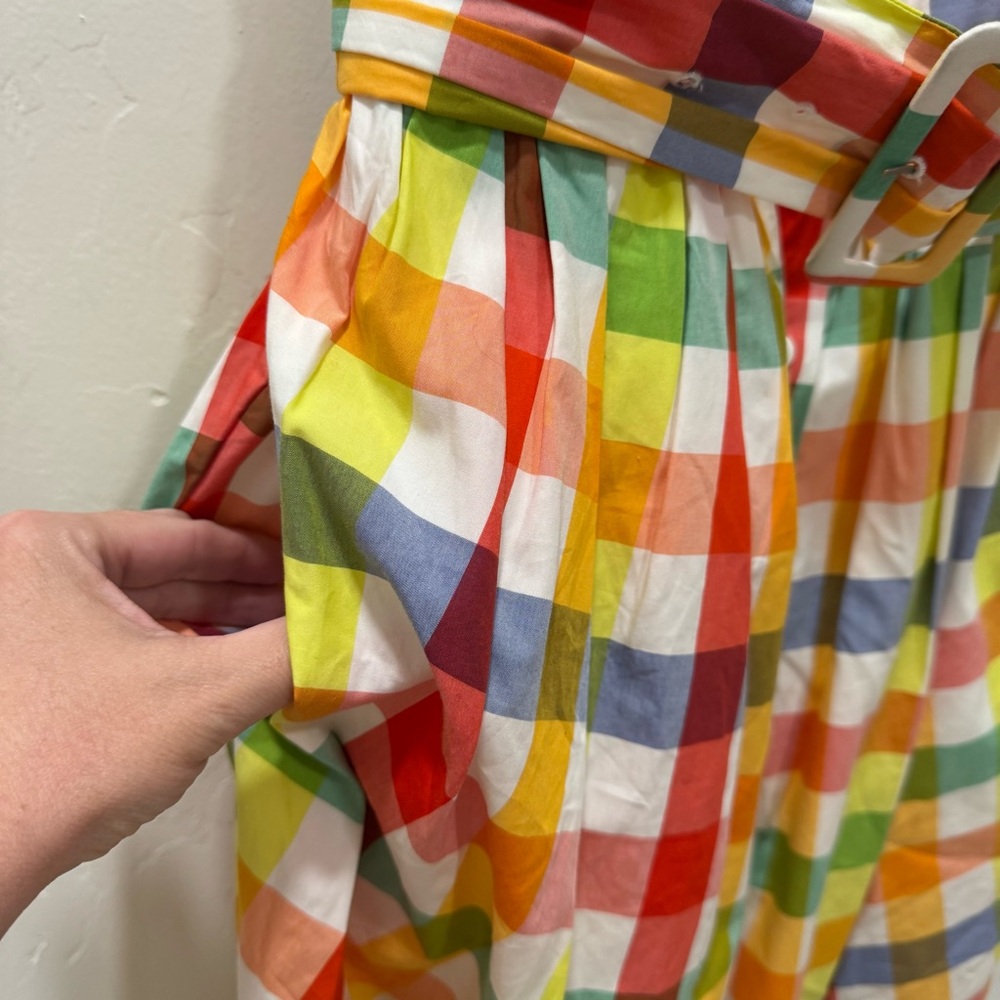 NWT Christopher John Rogers X Target Gingham Plaid Dress Colorful Belt Women's 0 - Picture 9 of 16